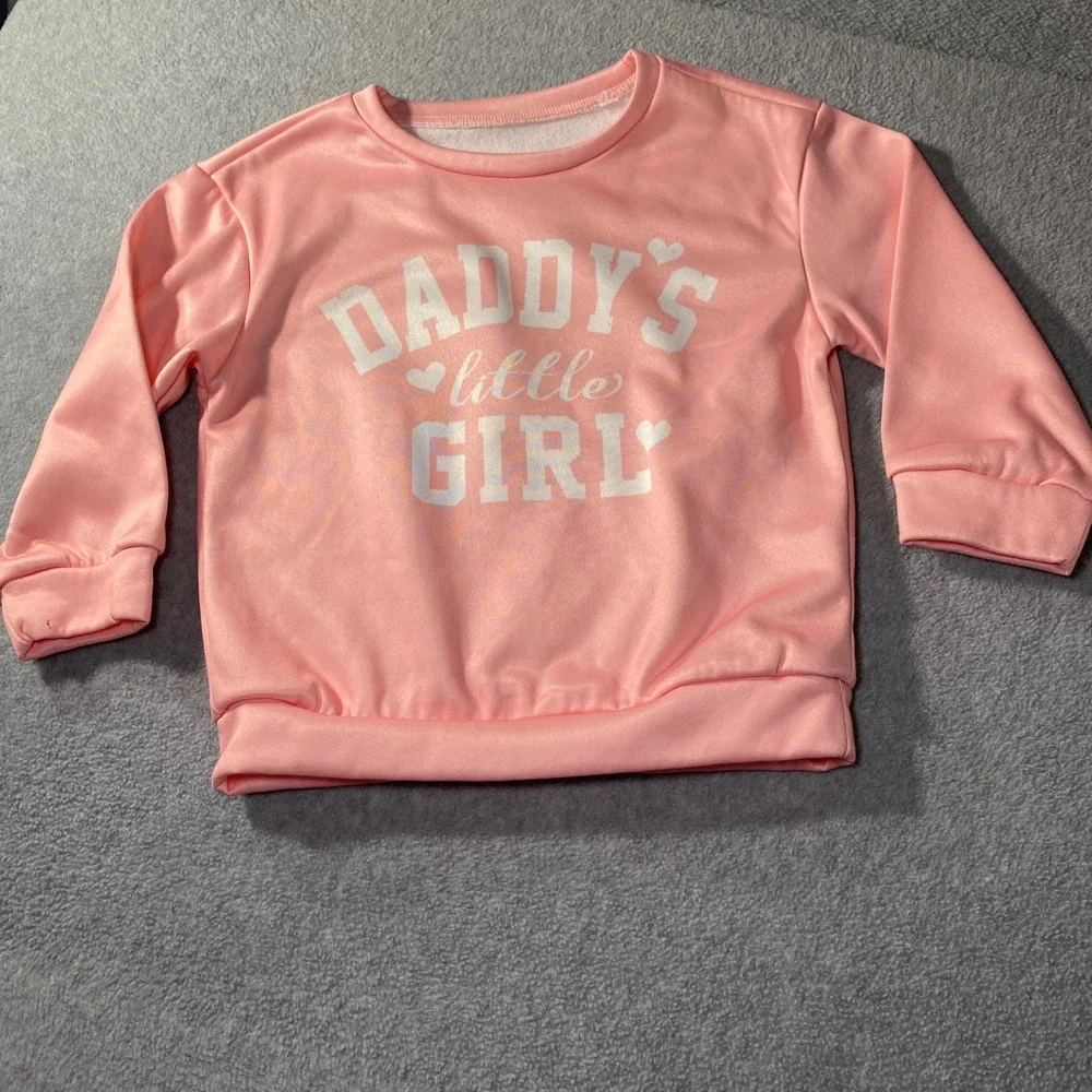 SHEIN Sweatshirt Sweatpants Set Kids 5Y‎ Pink Daddys Little Girl Graphic Joggers